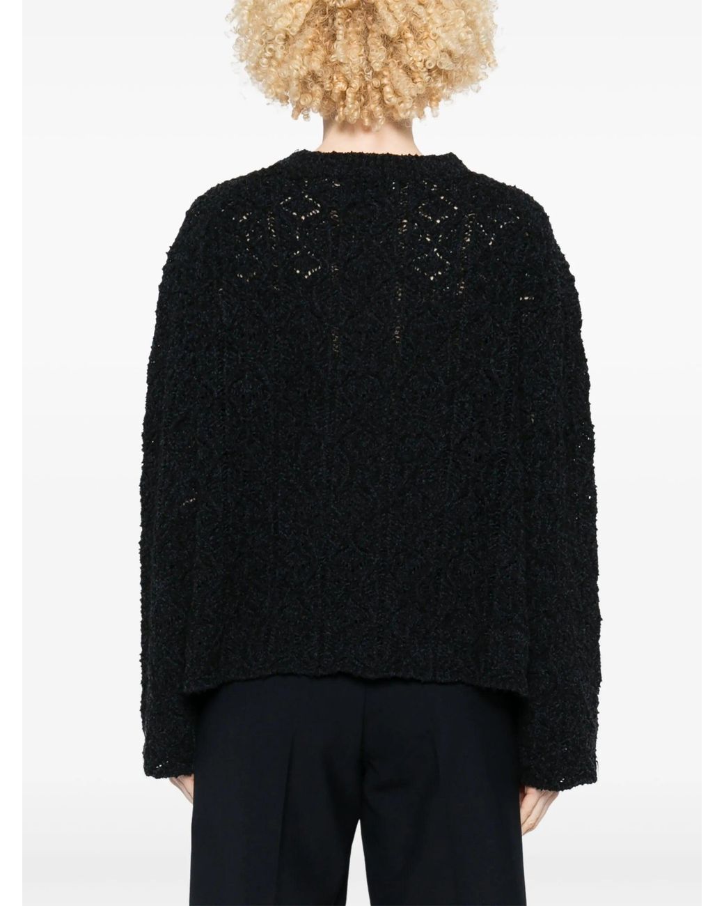Loulou de Saison Black Lace Stitch Sweater