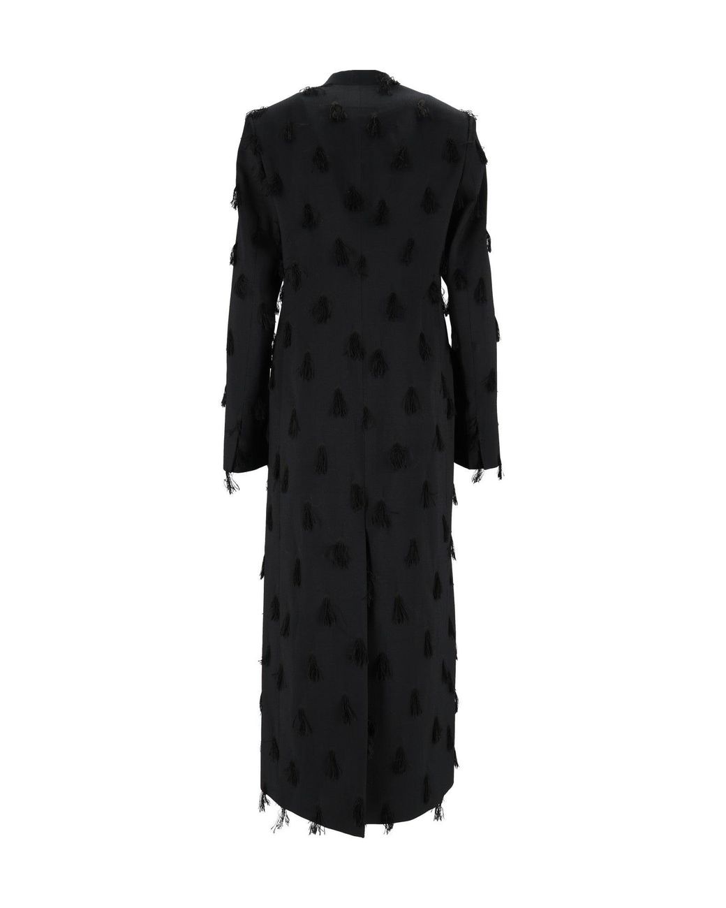 Fabiana Filippi Black Night Collarless Textured Long Coat