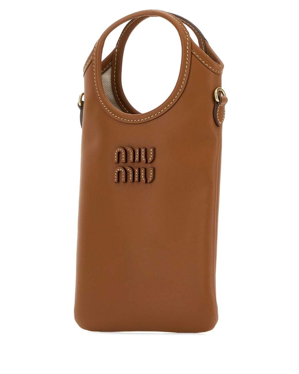Miu Miu Brown Caramel Leather Phone Case