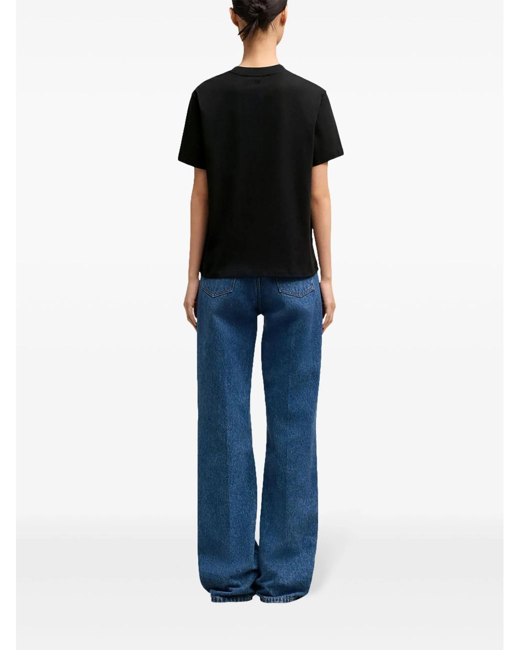 AMI Black Tshirt De Coeur Rouge