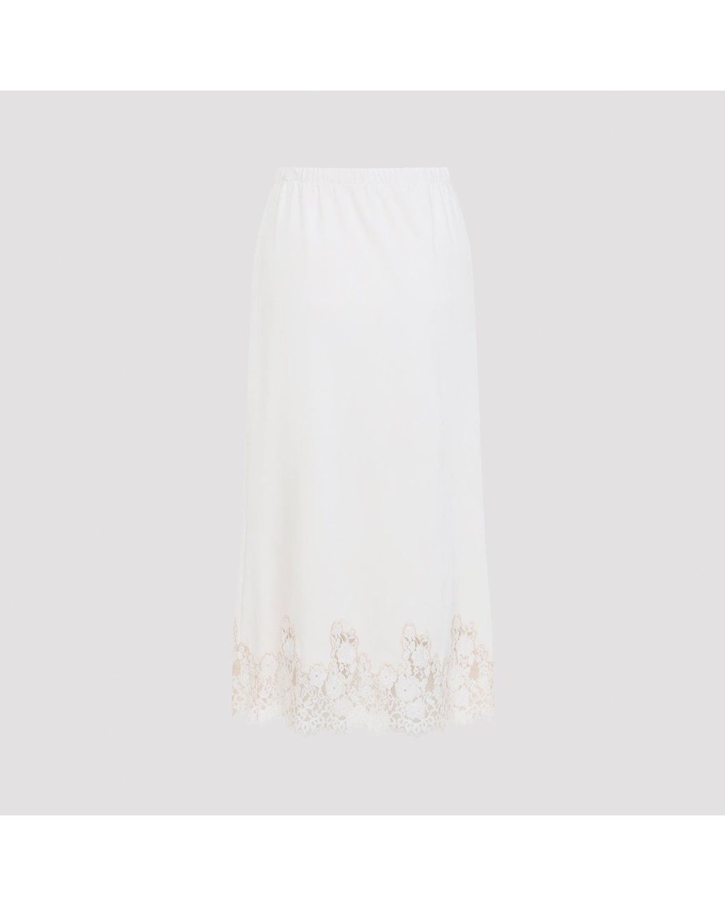 Alberta Ferretti White Velvet Pencil Skirt