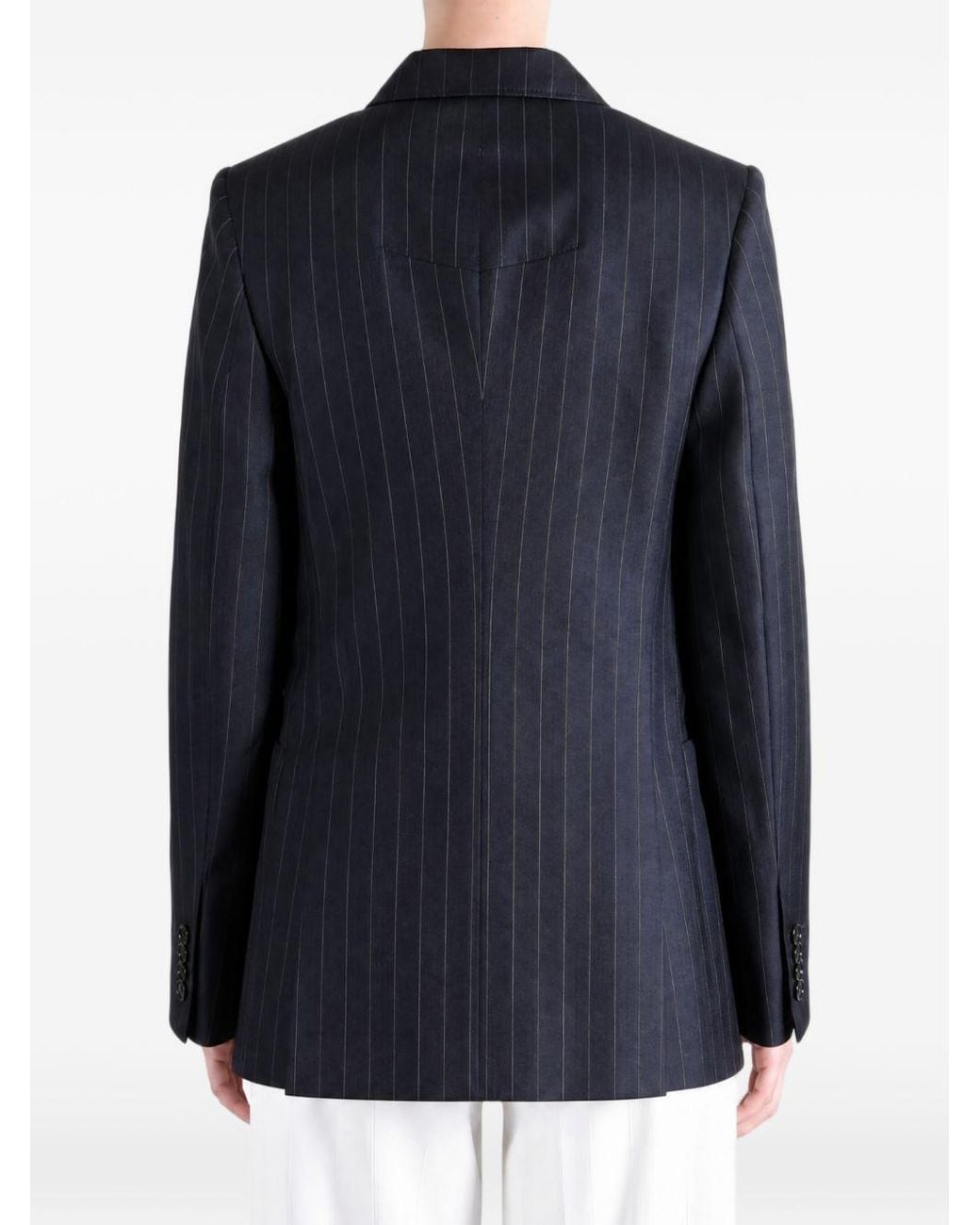 Givenchy Blue Striped Wool Double-Breasted Jacket