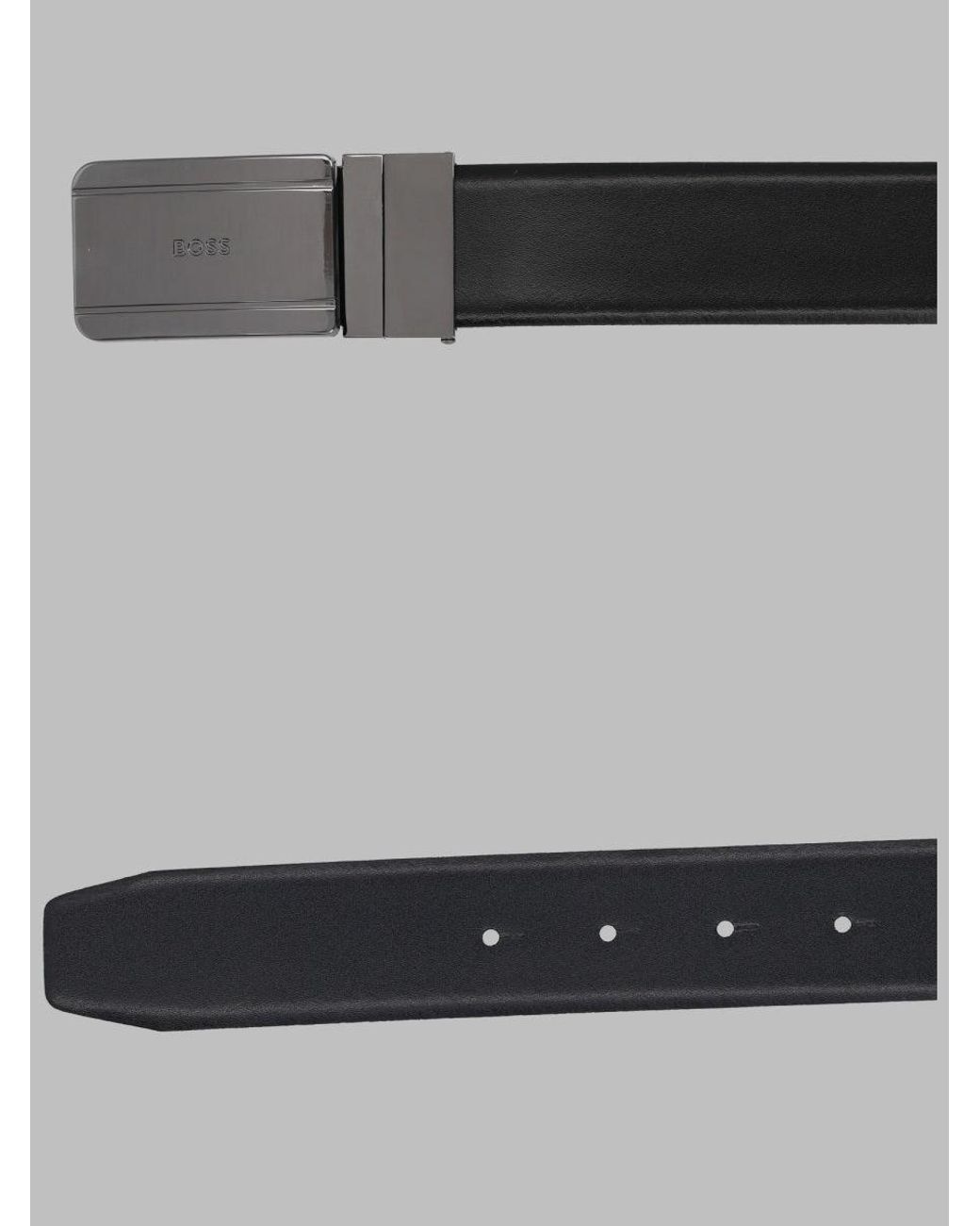 Boss Gray Leather Dress Belt