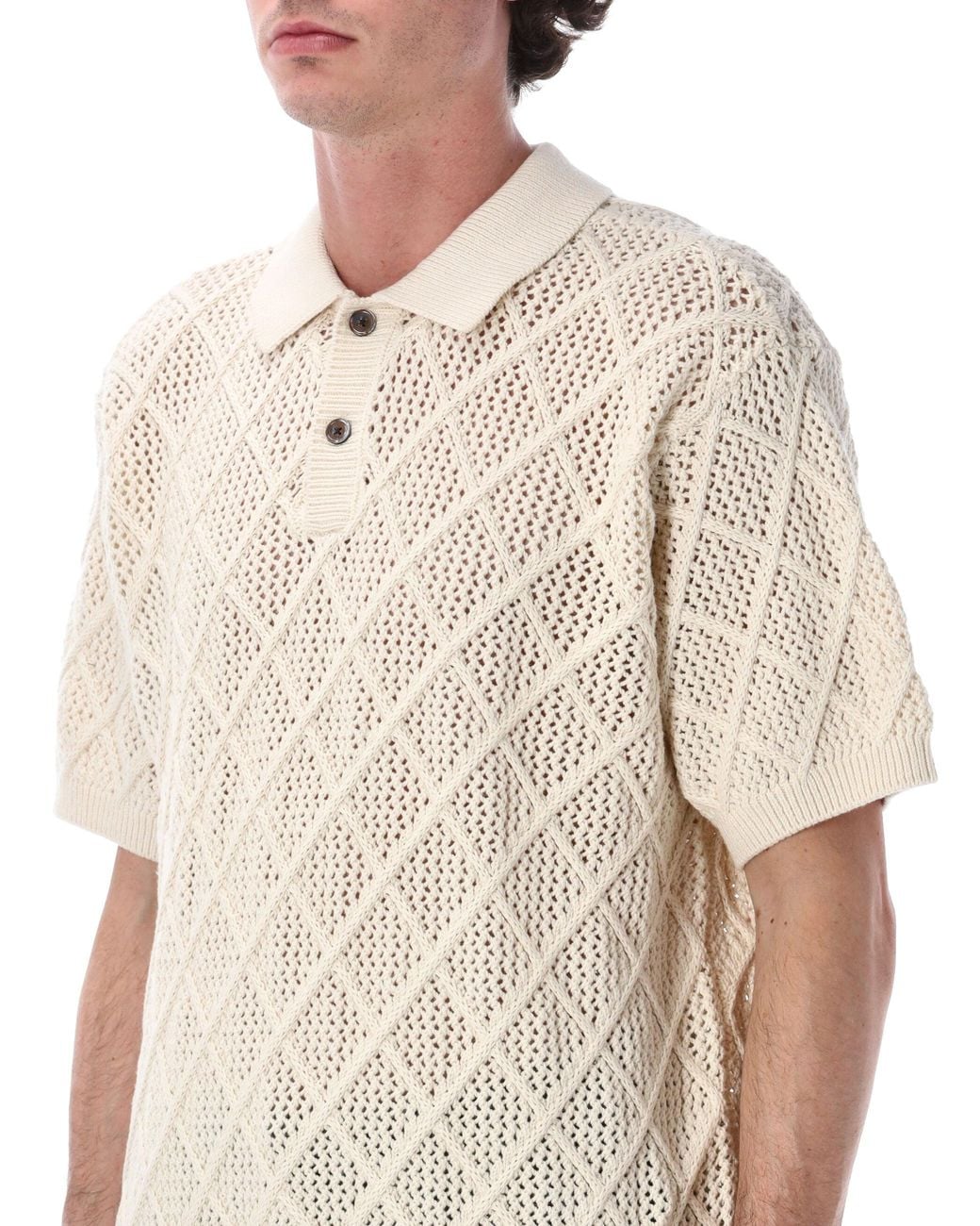 Obey White Eryk Textured Knit Polo