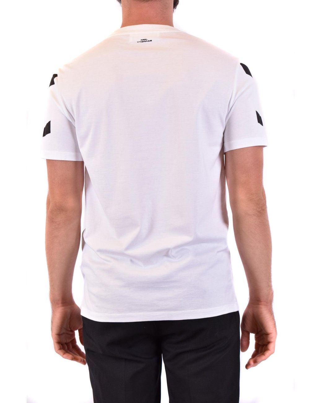 Neil Barrett White Printed Cotton Round Neck T-Shirt for men