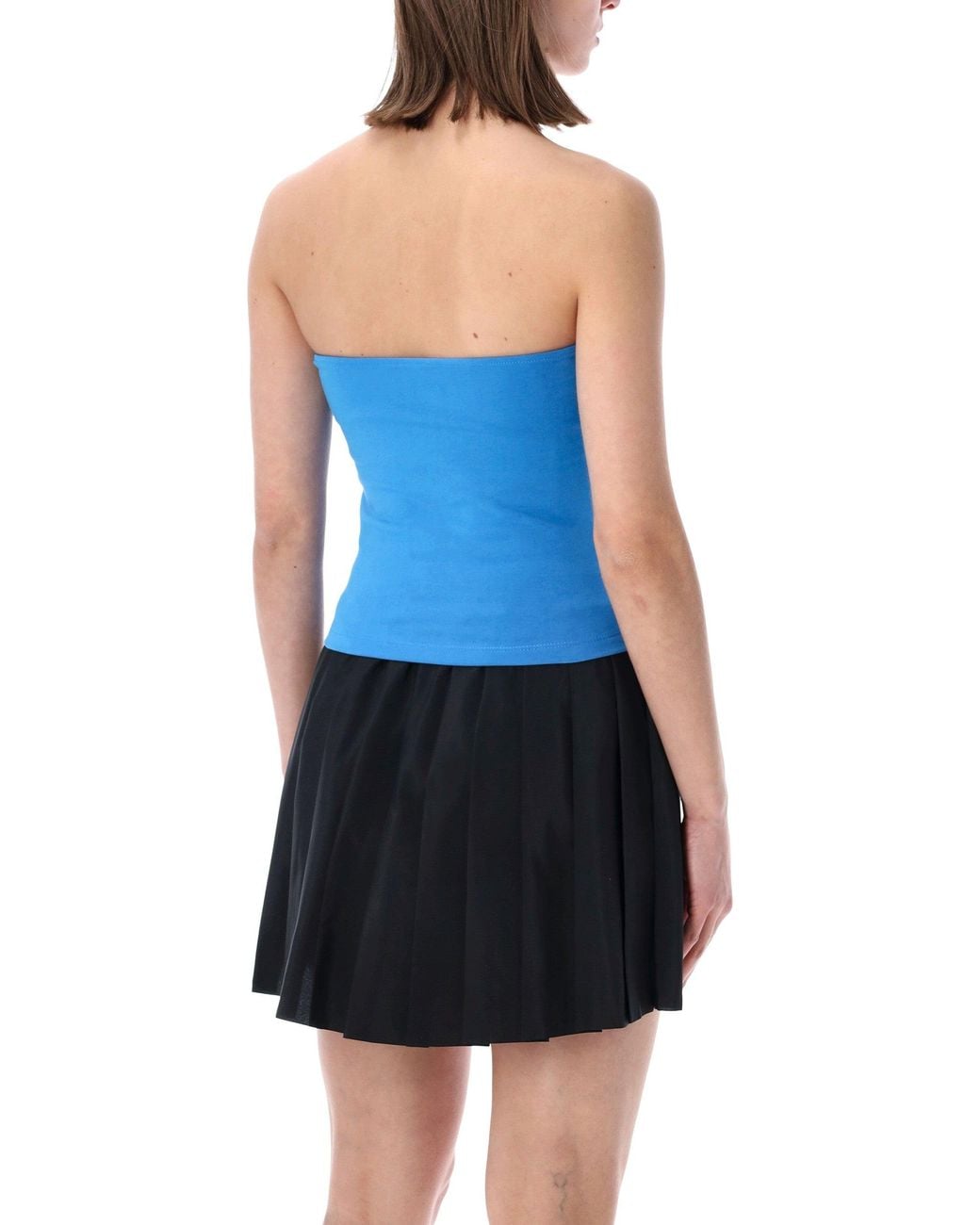 Nike Blue Fitted Bandeau Top With Logo