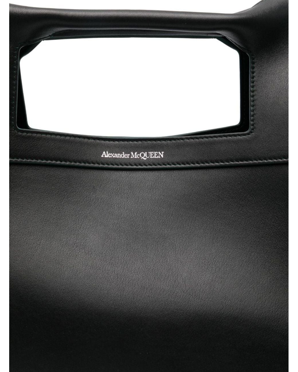 McQueen Black The Square Bow Leather Handbag for men
