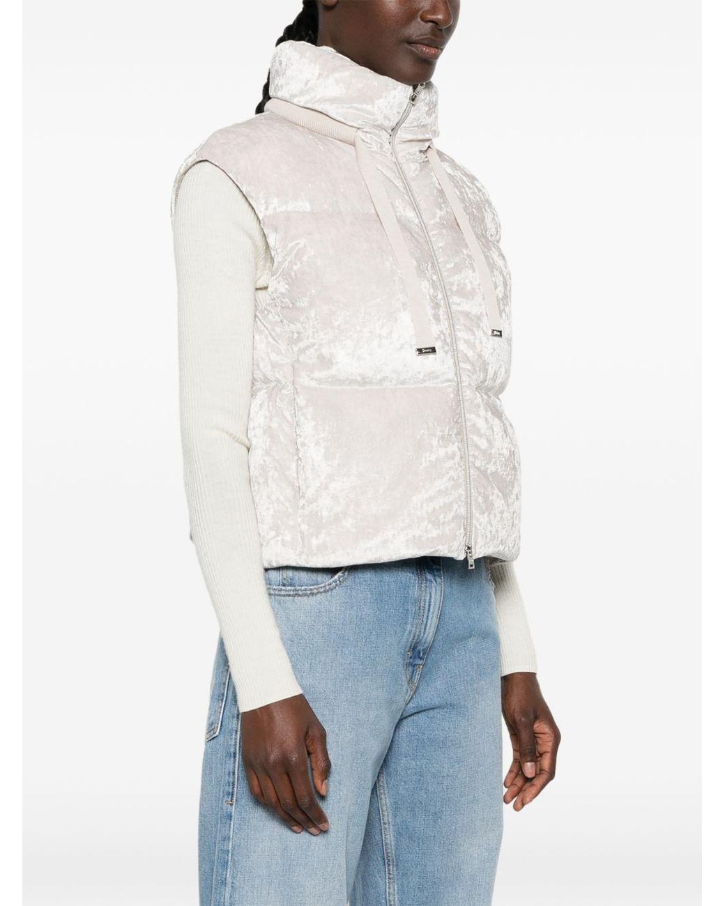 Herno White Velvet-Effect Padded Gilet