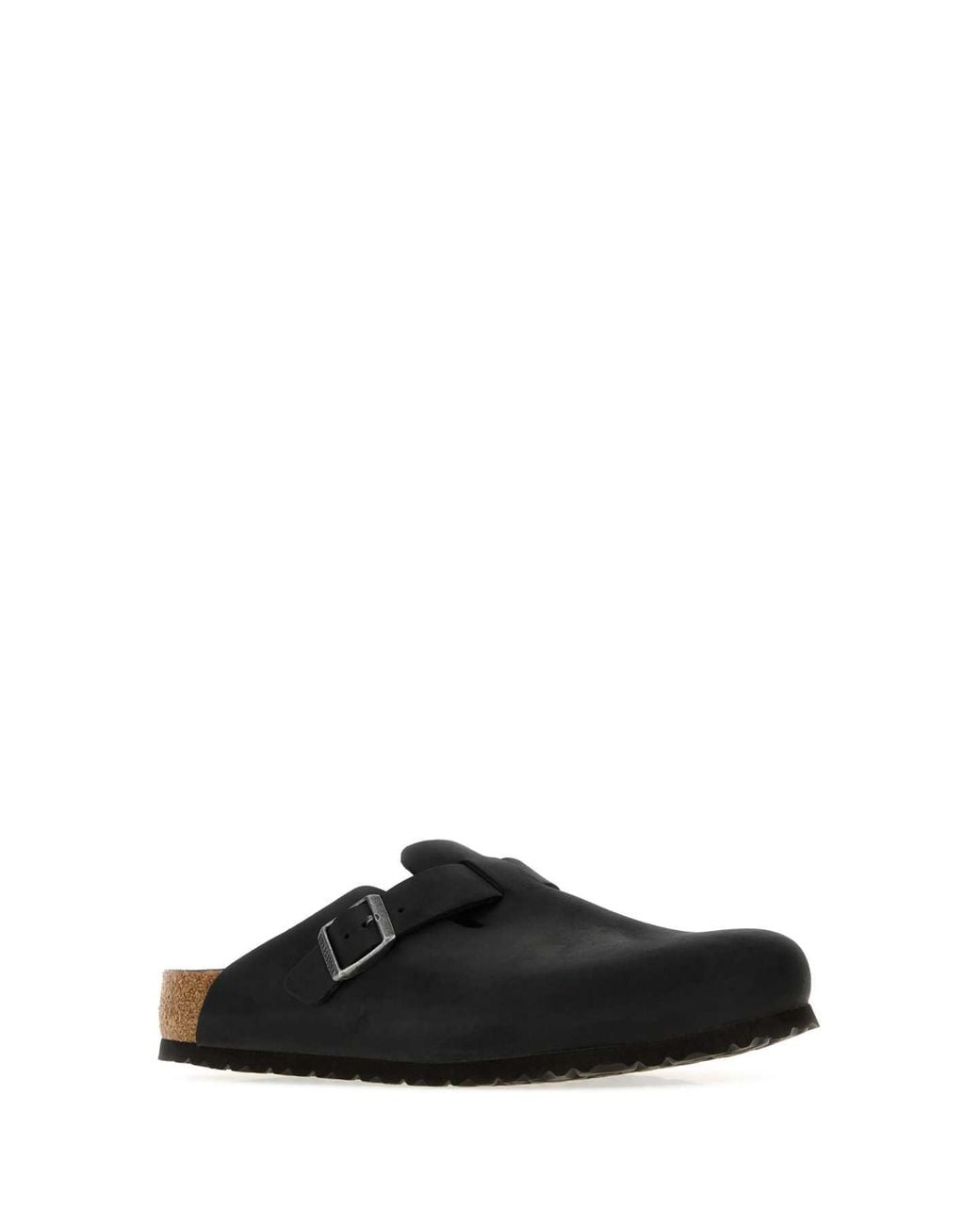 Birkenstock Black Leather Boston Slippers
