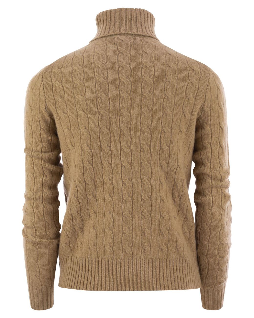 Polo Ralph Lauren Brown Wool And Cashmere Cable-Knit Turtleneck Sweater