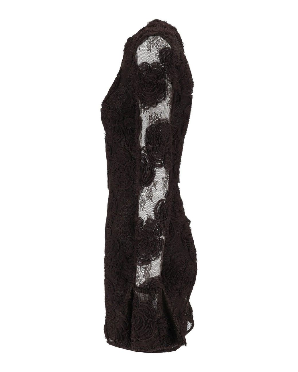 ROTATE BIRGER CHRISTENSEN Black Tight-Fit 3D Floral Mini Dress