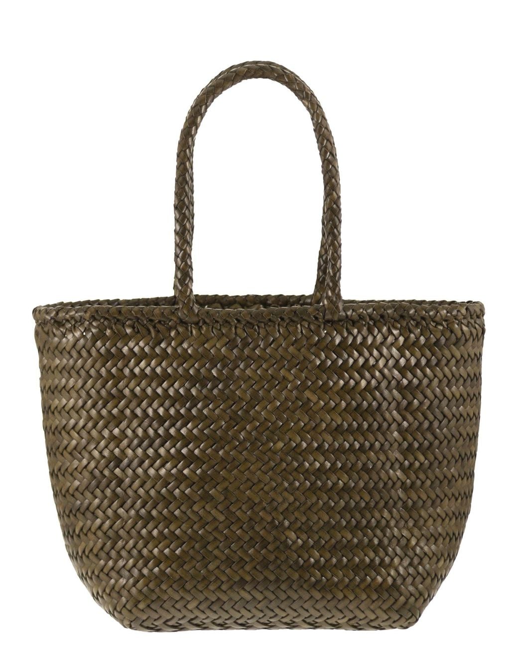 Dragon Brown Grace Basket Small Woven Leather Bag