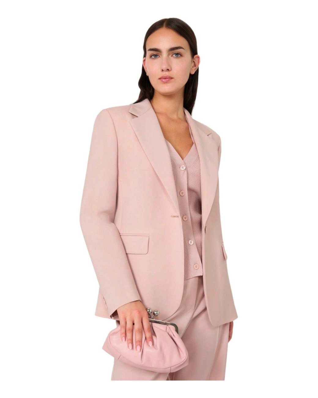 Weekend by Maxmara Lamine Single-Breasted Blazer in Pink | Lyst