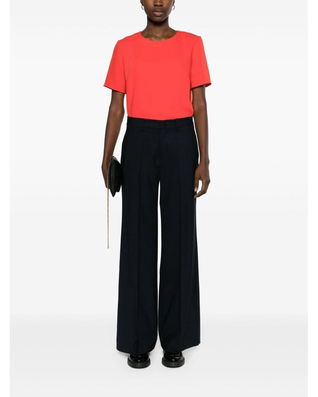 P.A.R.O.S.H. Blue Lillie Pressed-Crease Wide-Leg Pants