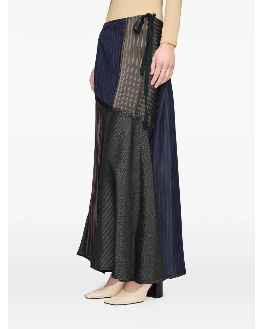Maison Margiela Blue Patchwork Maxi Skirt