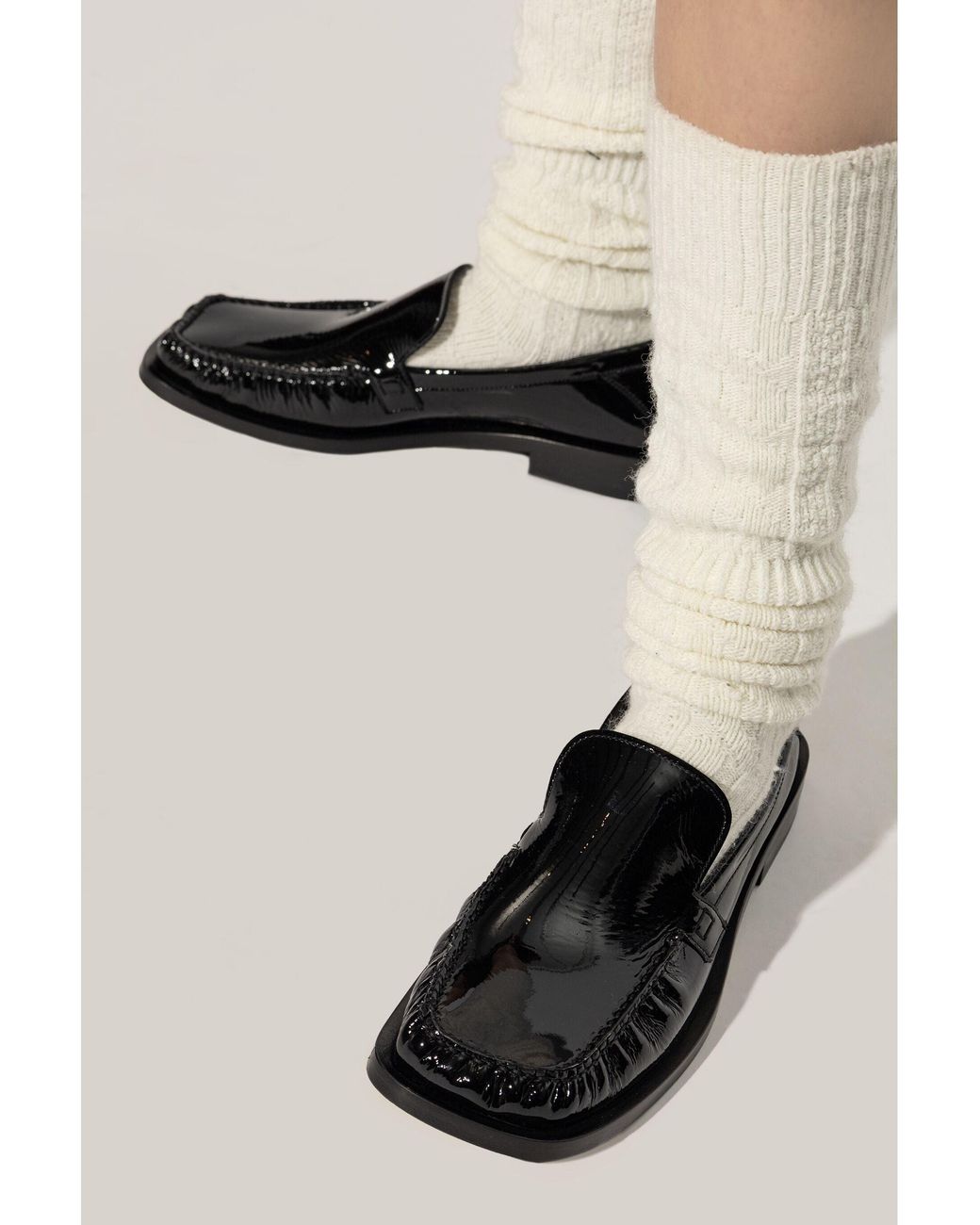 The Attico Black Charles Leather Loafers 20Mm