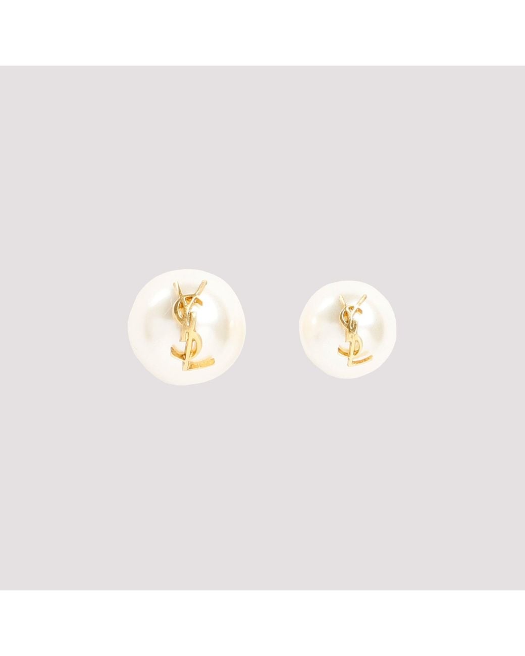 Saint Laurent Pink Pearl Earrings With Monogram