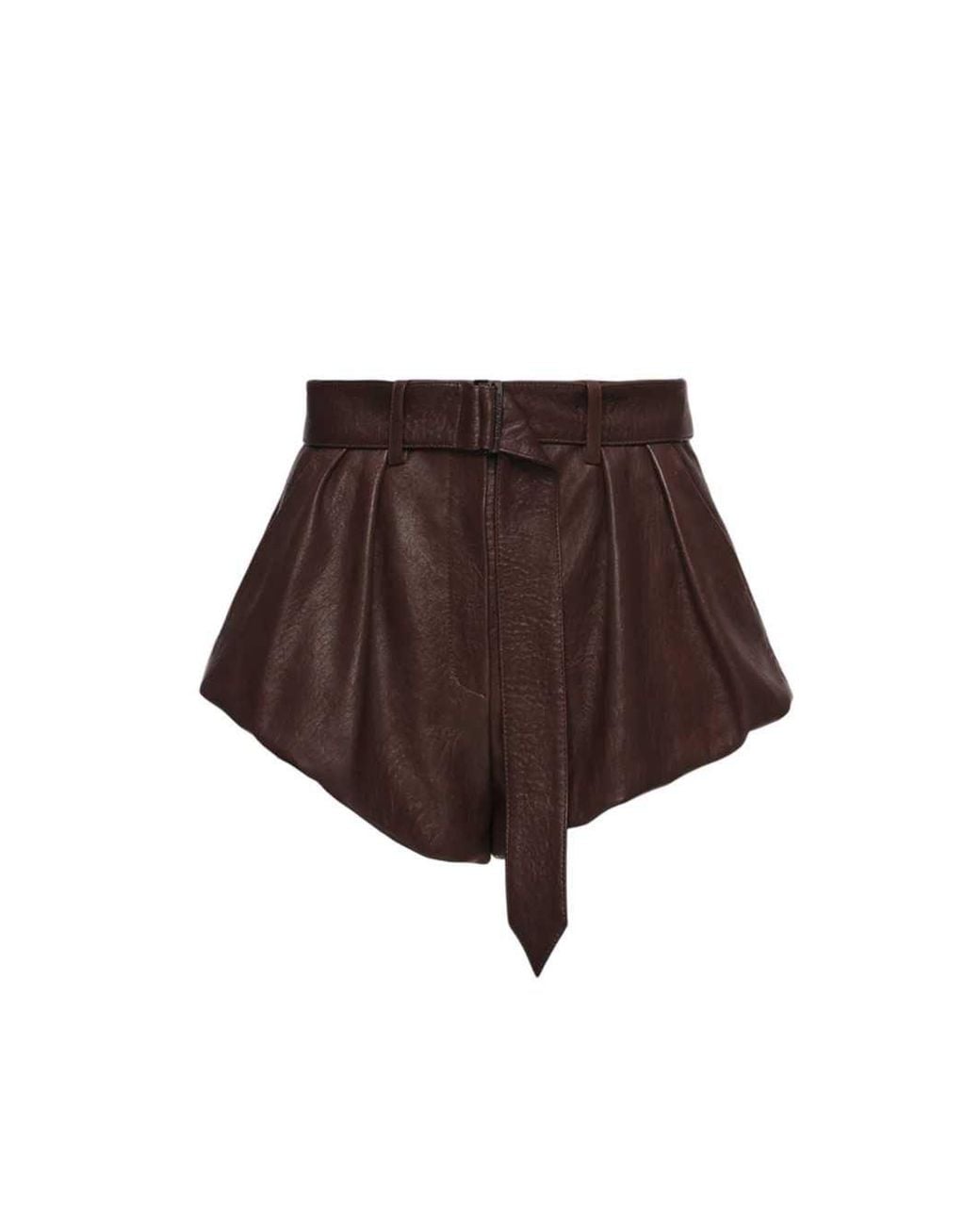 Magda Butrym Brown Leather Flared Shorts