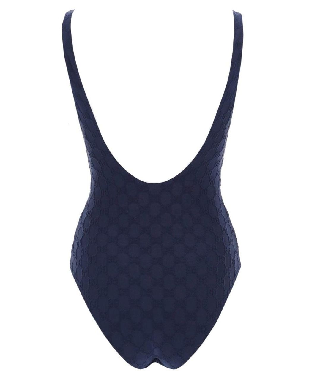 Gucci Blue "Gg" Weave One Piece Swimsuit