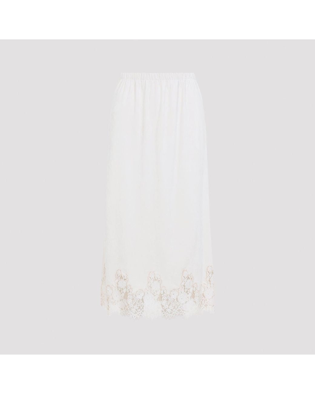 Alberta Ferretti White Velvet Pencil Skirt