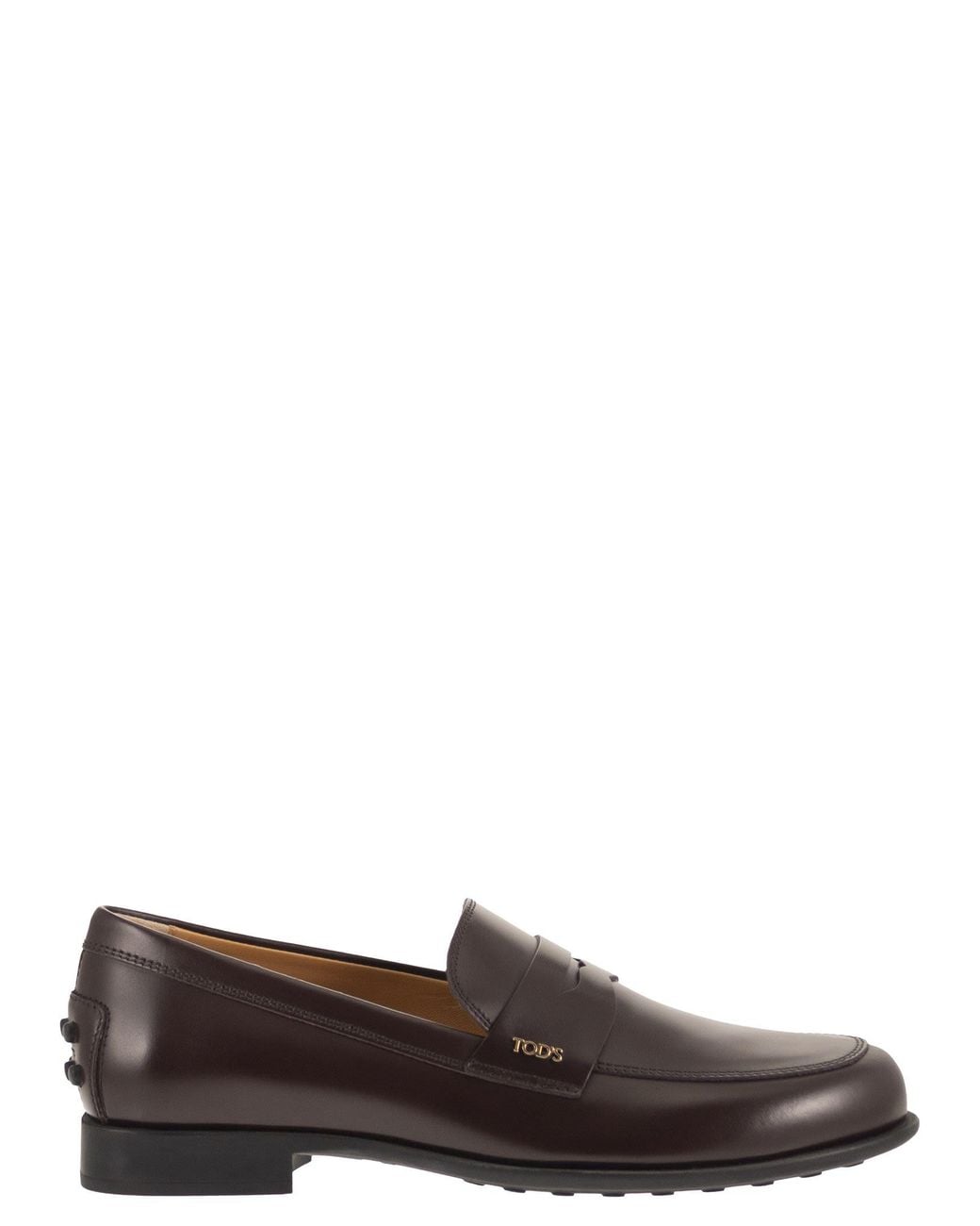 Tod's Brown Calfskin Leather Loafers With Logo Detail