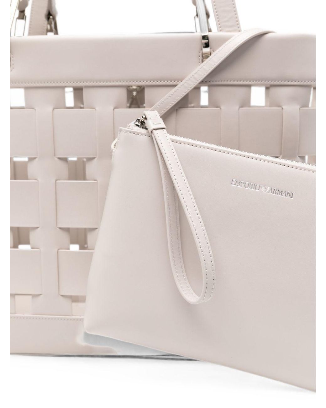 Emporio Armani White Medium Tote Bag
