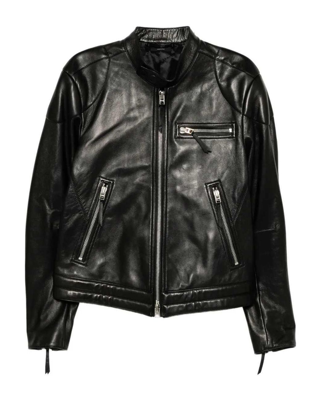 Tom Ford Black Leather Biker Jacket for men