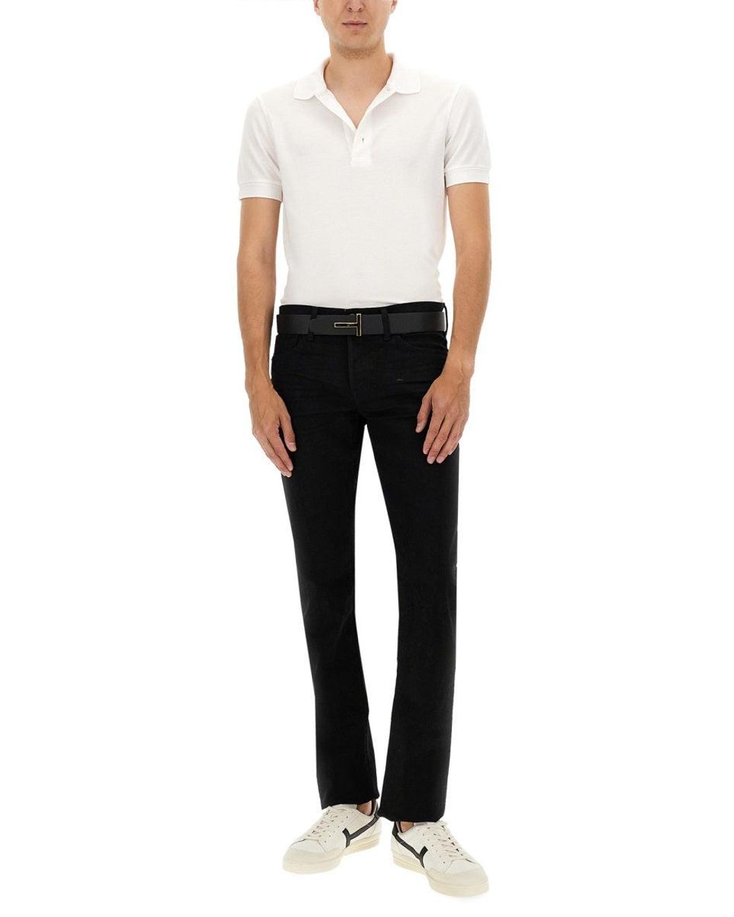 Tom Ford White Pique Polo
