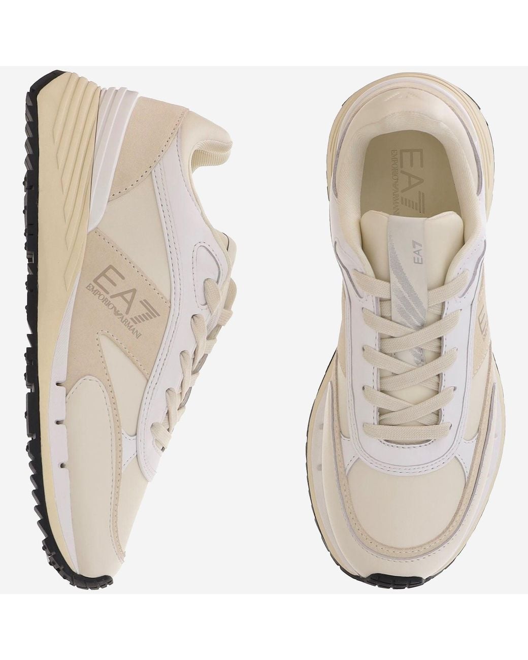 EA7 White Leather Sneakers With Logo