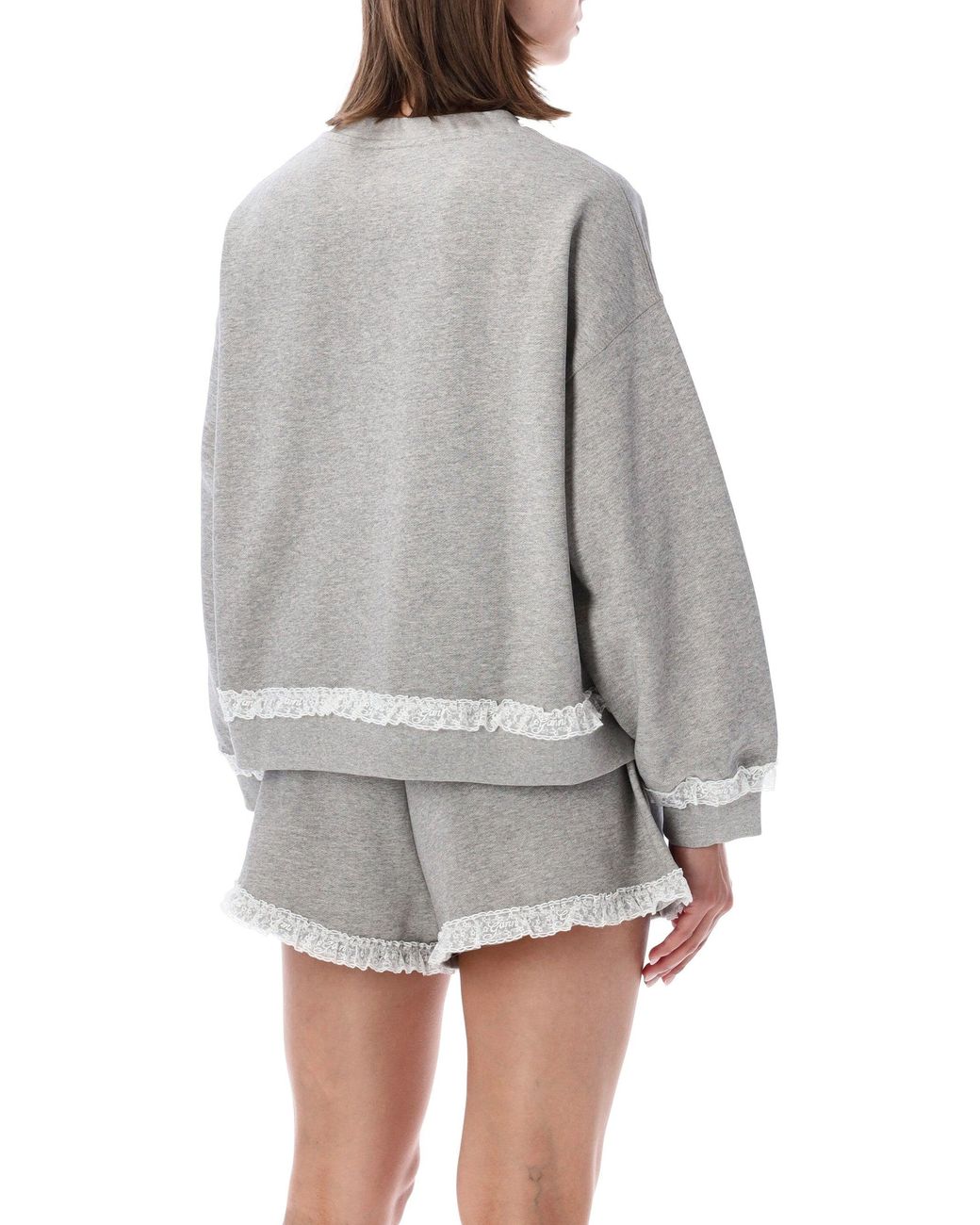 Ganni Gray Isoli Lace Sweatshirt