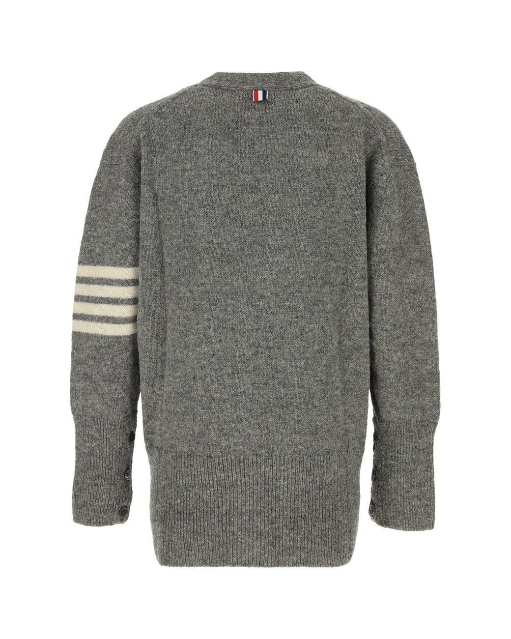 Thom Browne Gray V Neck Cardigan for men