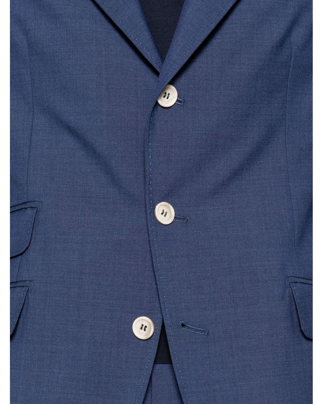 Brunello Cucinelli Blue Notched-lapel Single-breasted Suit for men