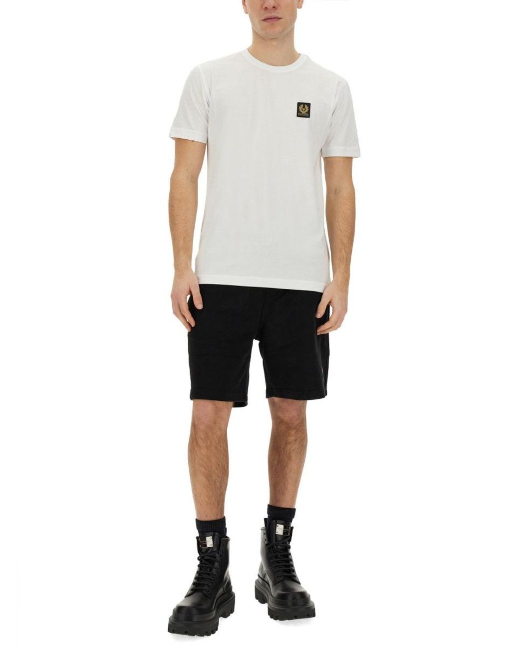 Belstaff White Tshirt Con Patch Logo for men