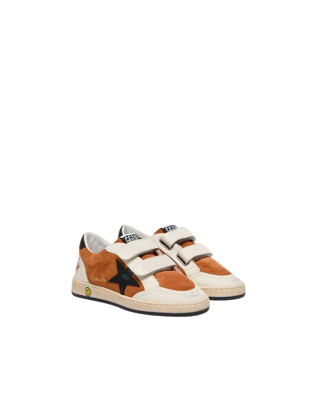 Golden Goose Deluxe Brand White Sneakers Ball Star Strap Suede And Leather Upper Leather Star Toe Spur And Heel Rust//Cream