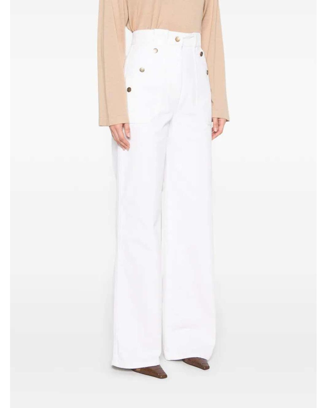 Max Mara White Wide-Leg Trousers