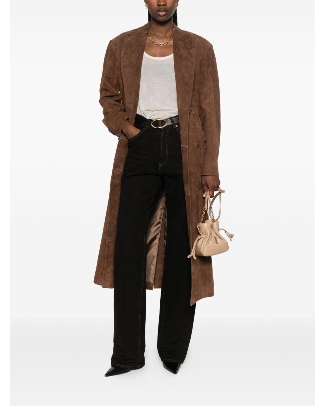 Saint Laurent Black V-Waist Long Baggy Jeans