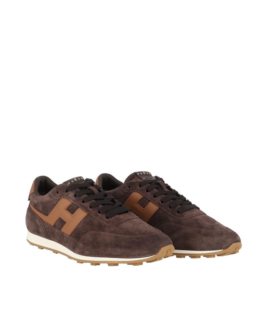 Hogan Brown H699 Suede Low-Top Sneakers