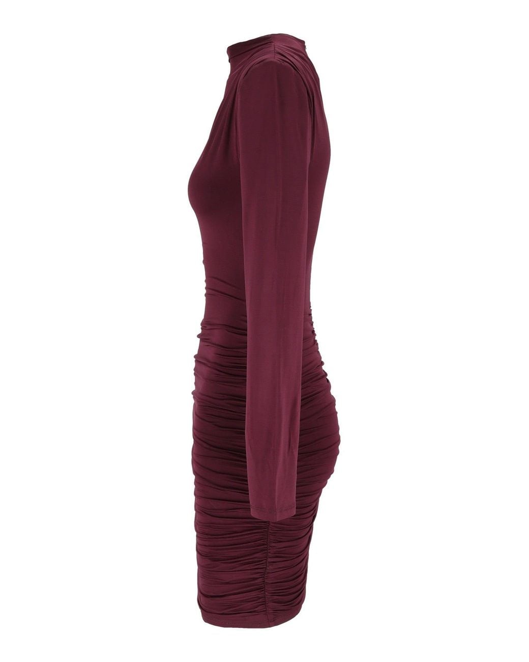 ROTATE BIRGER CHRISTENSEN Purple Burgundy Slim-Fit Draped Mini Dress