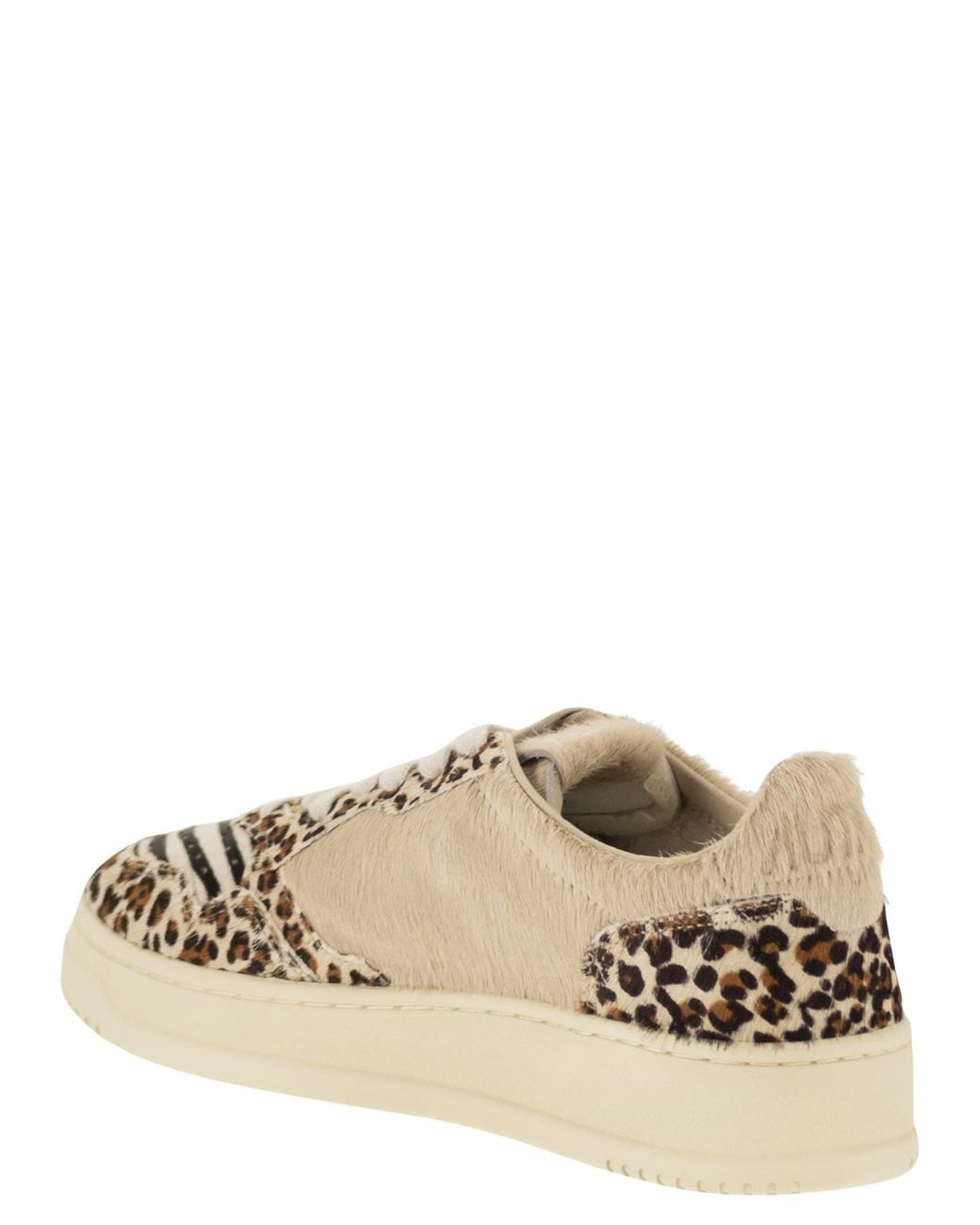 Autry Natural Medalist Low Genuine Haircalf Trainers With Animal Print