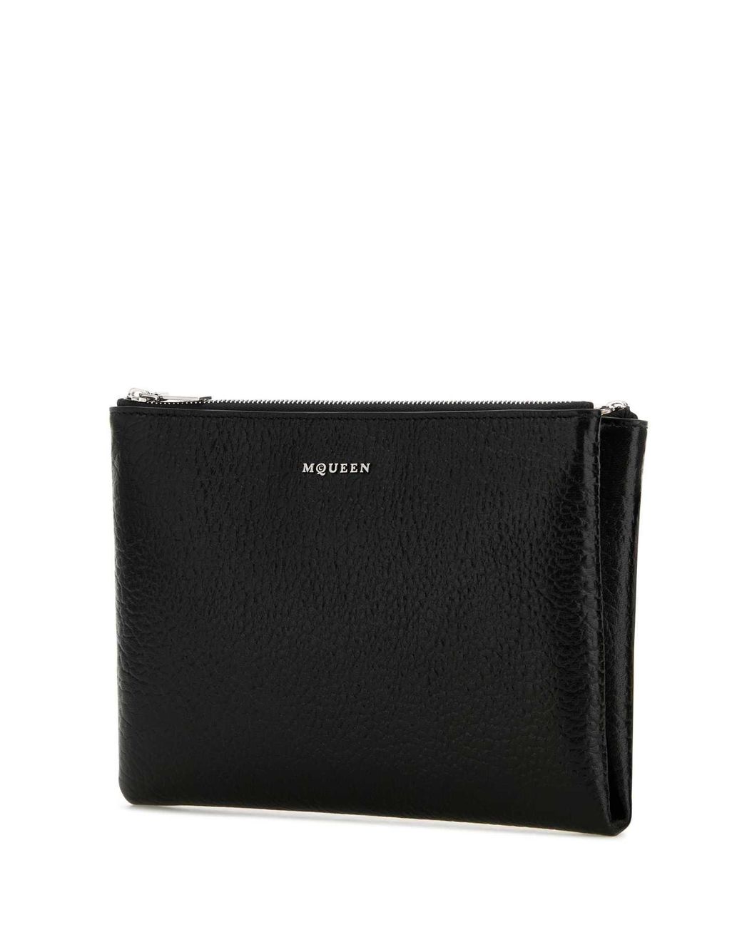 McQueen Black Leather Pouch for men