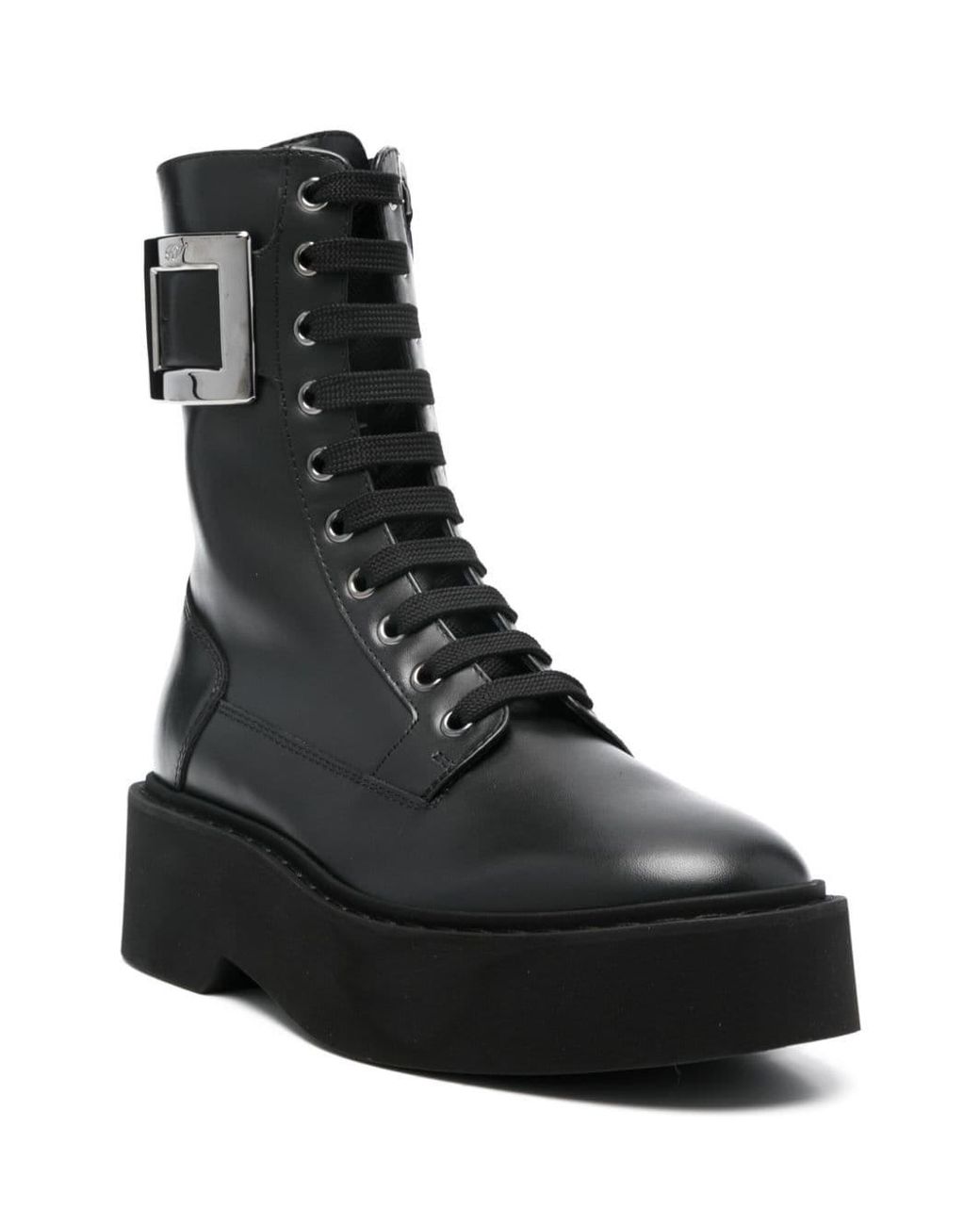 Roger Vivier Black Viv Rangers Leather Boots