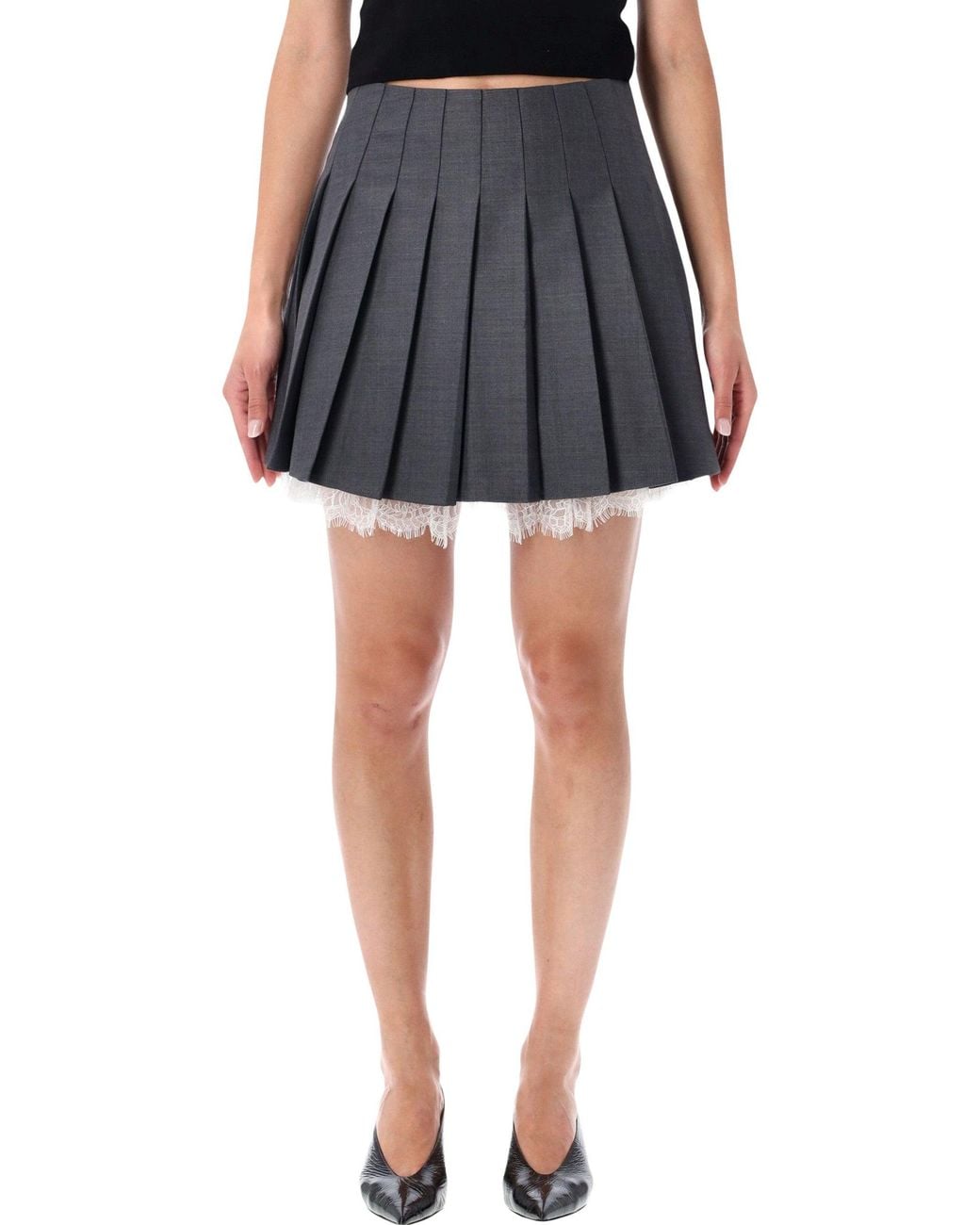Self-Portrait Blue A-Line Mini Skirt With Styled Zip Closure