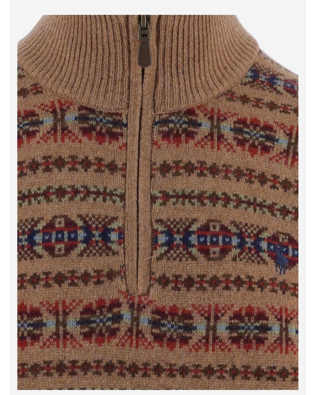 Polo Ralph Lauren Brown Fair Isle Wool Sweater