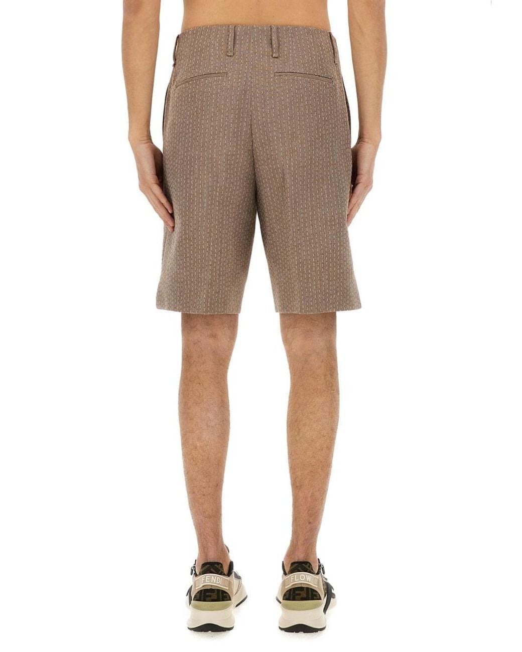 Fendi Natural Jacquard Bermuda Shorts for men