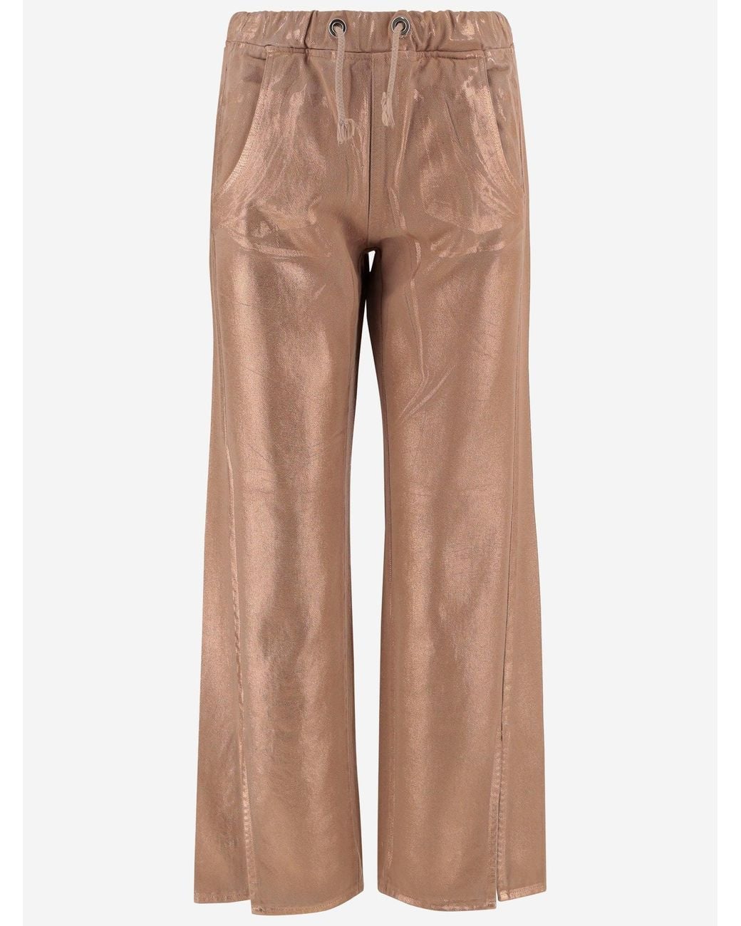 DON'T @ ME Brown Cotton Pants With Drawstring