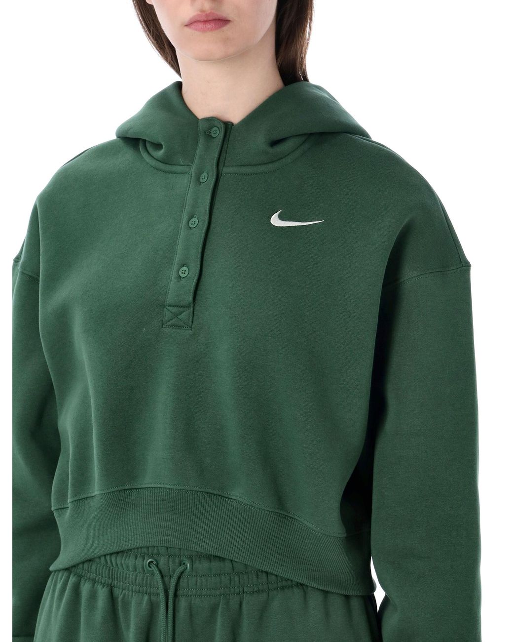 Nike Green Oversized Cropped Hoodie