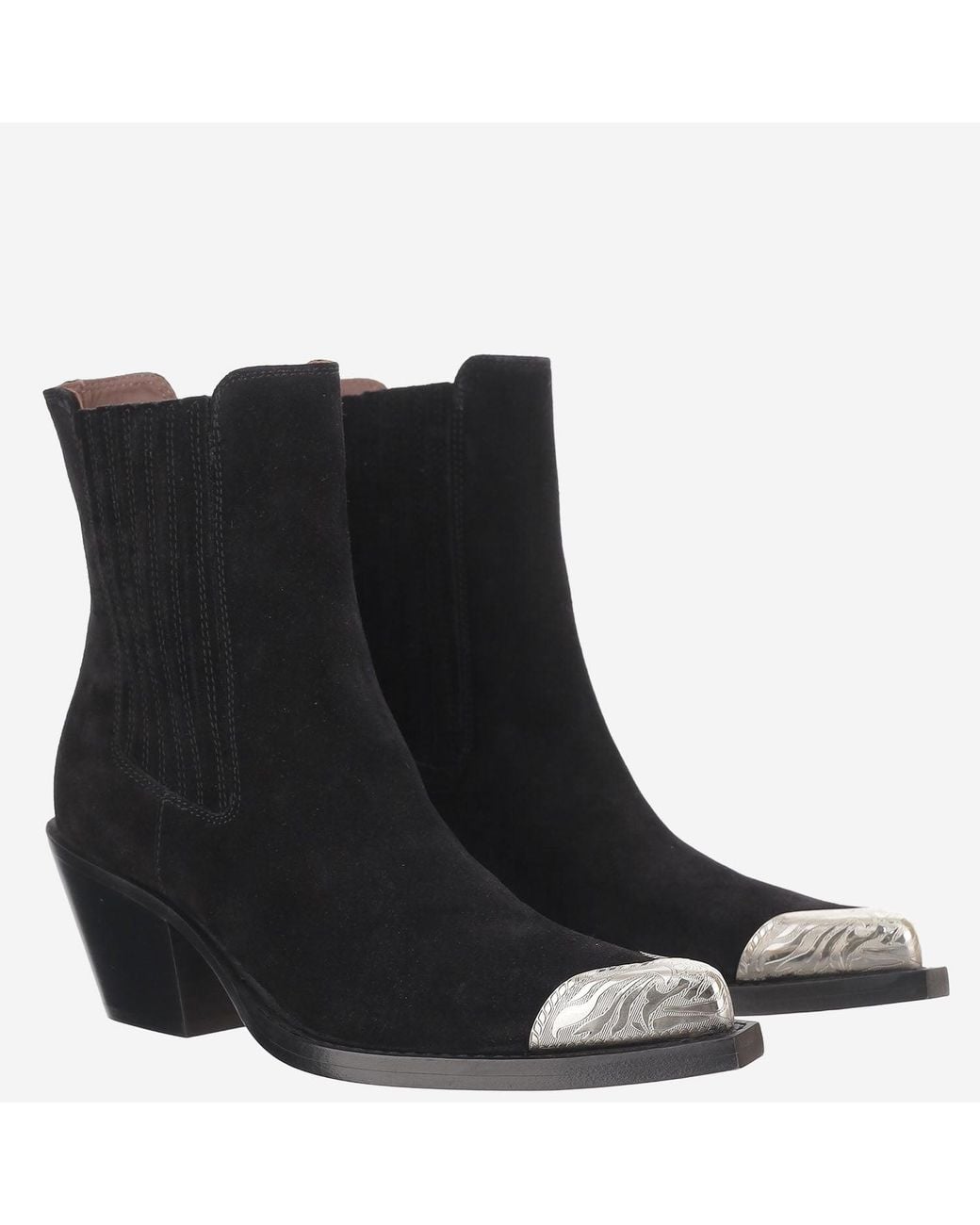 Paris Texas Black Suede Ankle Boots Calf Leather