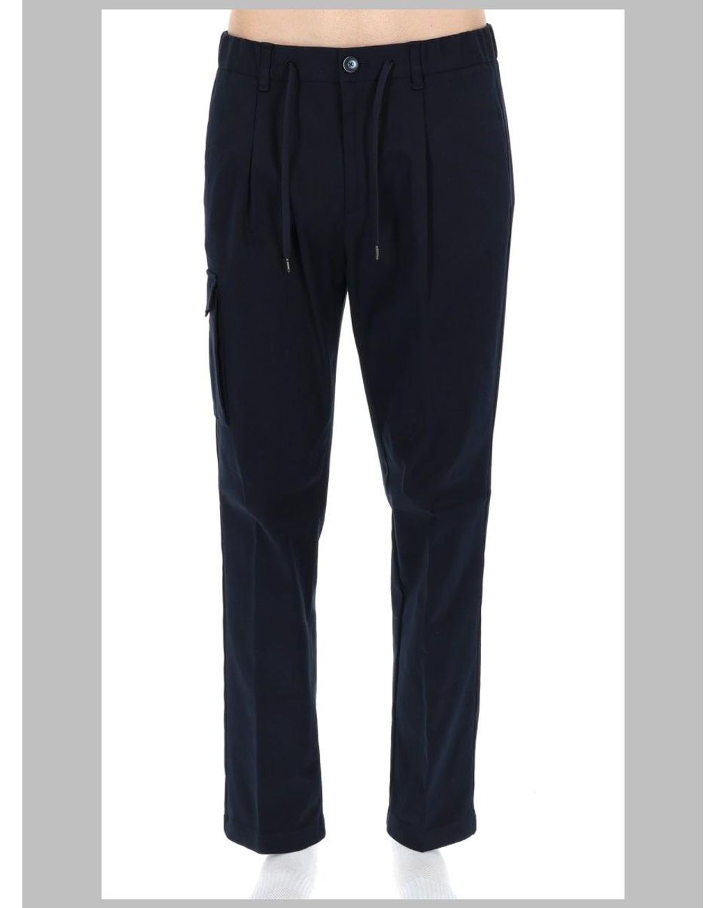 Herno Blue Drawstring Straight-Leg Cargo Pants for men