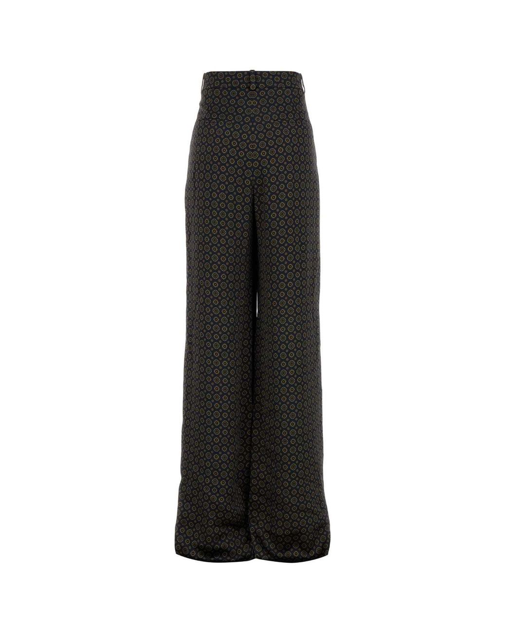 Saint Laurent Black Pritned Satin Wide-Leg Pant