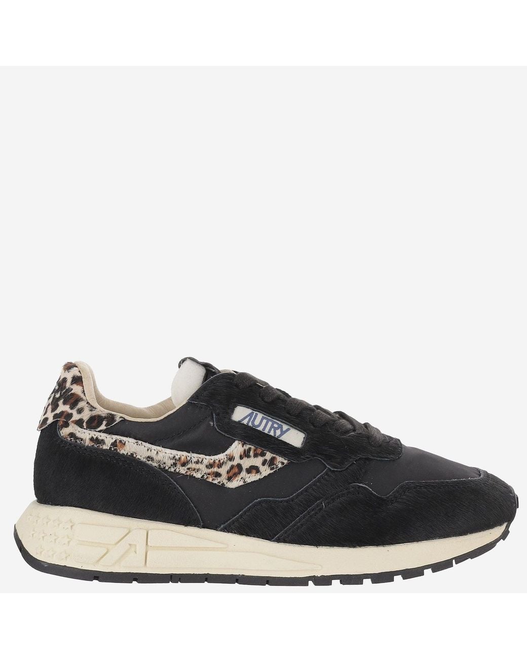Autry Blue Ponyskin Sneakers With Contrasting Animal Print Accents